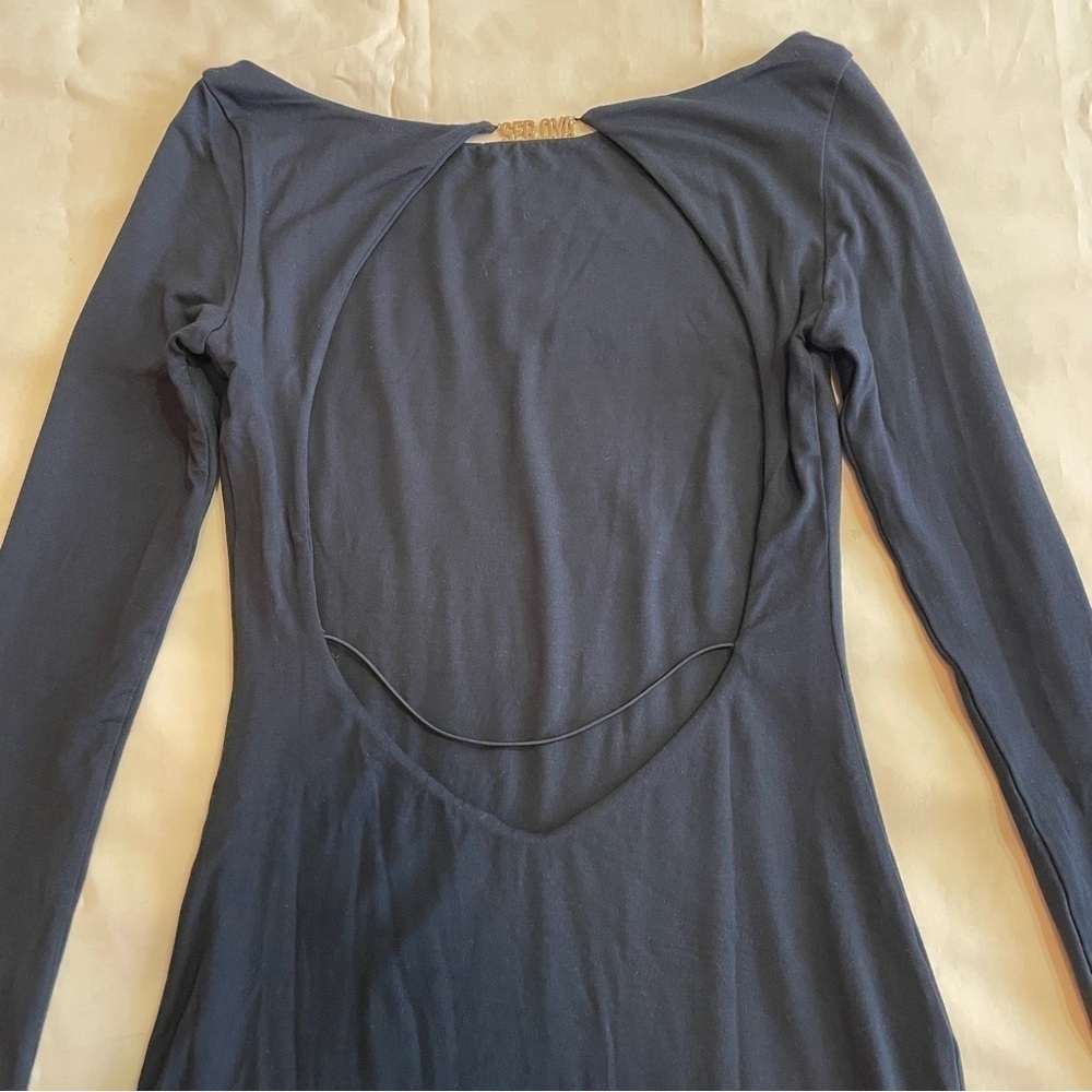 NEW! Ser.O.Ya- Black Backless Long Sleeve Mini Siobhan Dress Size Small - Picture 8 of 11